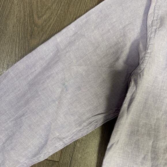 J.Crew Classic Fit Linen Shirt Mens M Purple Button Up Long Sleeve Lightweight - Picture 6 of 10